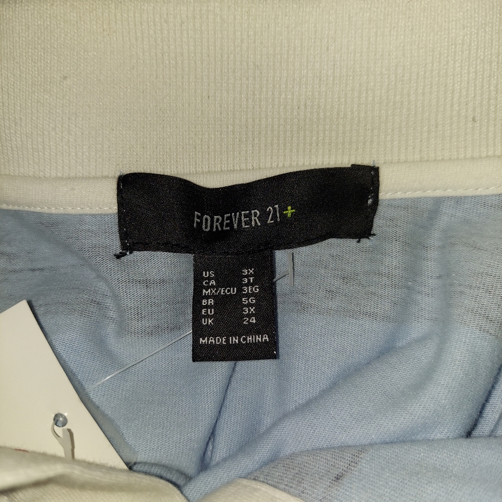 Forever 21 Stripe Women's Polo Shirt with Los Angeles CA Embroidery -NWT - Picture 7 of 7